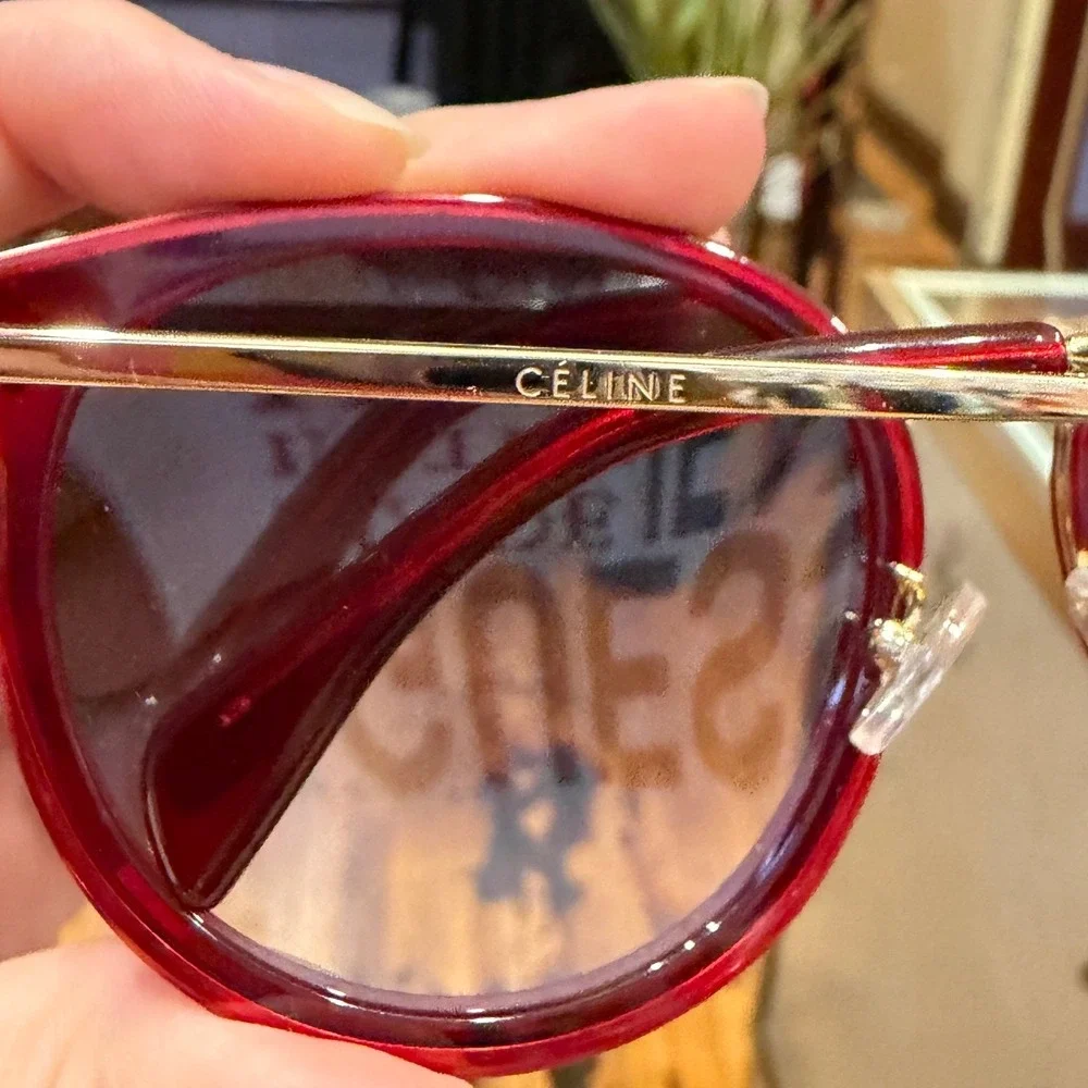 Celine CL40033F Red Gold Cat Eye Sunglasses Womens Designer Frames Italy 56mm